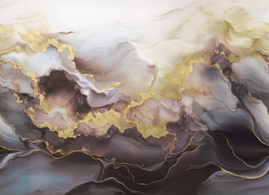 Rebel Walls R20235 Pops Gold Stream Lilac - mural imitujący marmur