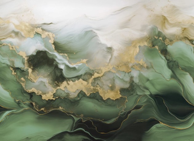 Rebel Walls R20236 Pops Gold Stream Green - mural imitujący marmur