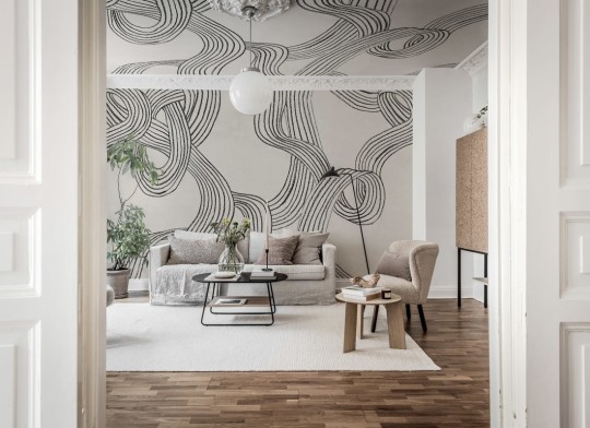 Rebel Walls R20203 Pops Stripes Repeatable Black & White - mural w organiczne linie