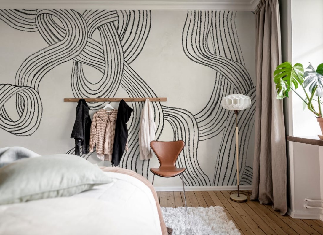 Rebel Walls R20203 Pops Stripes Repeatable Black & White - mural w organiczne linie