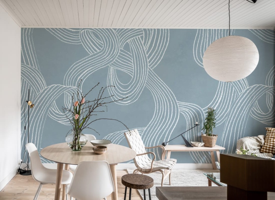 Rebel Walls R20206 Pops Stripes Repeatable Blue - mural w organiczne linie