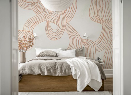 Rebel Walls R20207 Pops Stripes Repeatable Orange - mural w organiczne linie