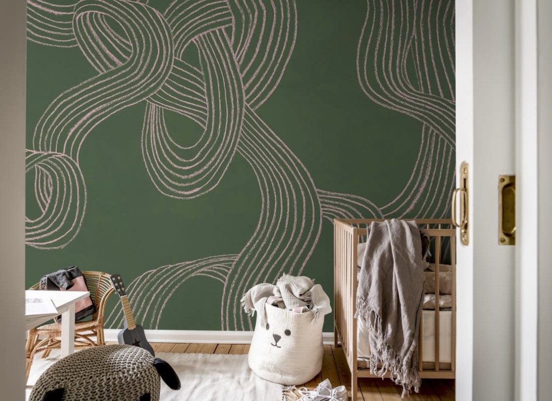 Rebel Walls R20209 Pops Stripes Repeatable Green - mural w organiczne linie