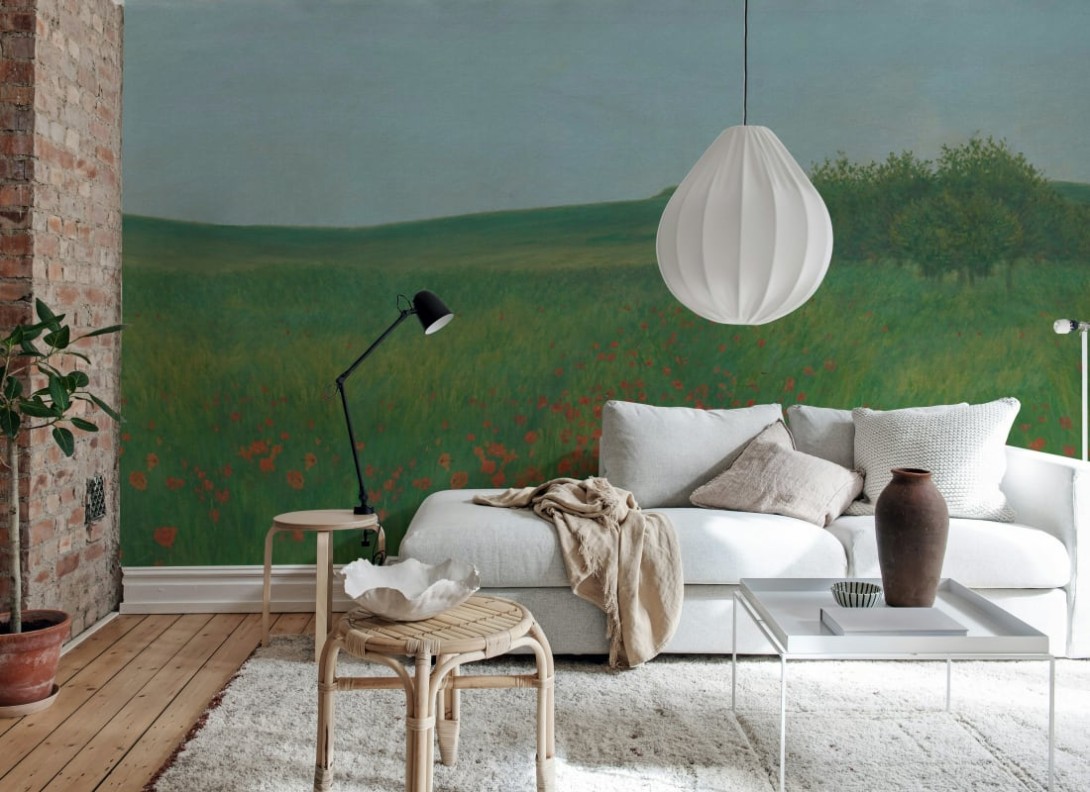 Rebel Walls R21537 Pops Poppy Landscape Summer - mural w krajobraz łąki i maki