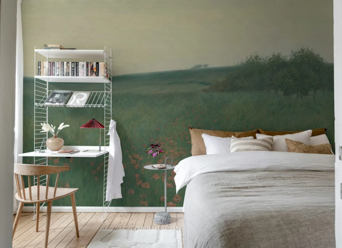 Rebel Walls R21538 Pops Poppy Landscape Dawn - mural w krajobraz łąki i maki