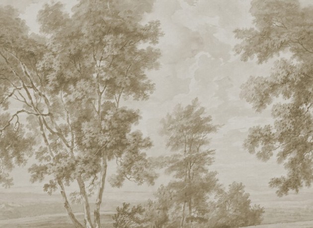 Rebel Walls R21540 Pops Tree on the Hill Beige - mural w drzewa