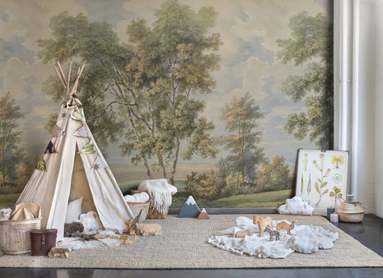 Rebel Walls R21541 Pops Tree on the Hill Vintage - mural w drzewa