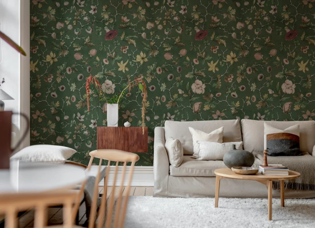 Rebel Walls R21373 Pops Verdant Bloom Green - mural w roślinny motyw vintage