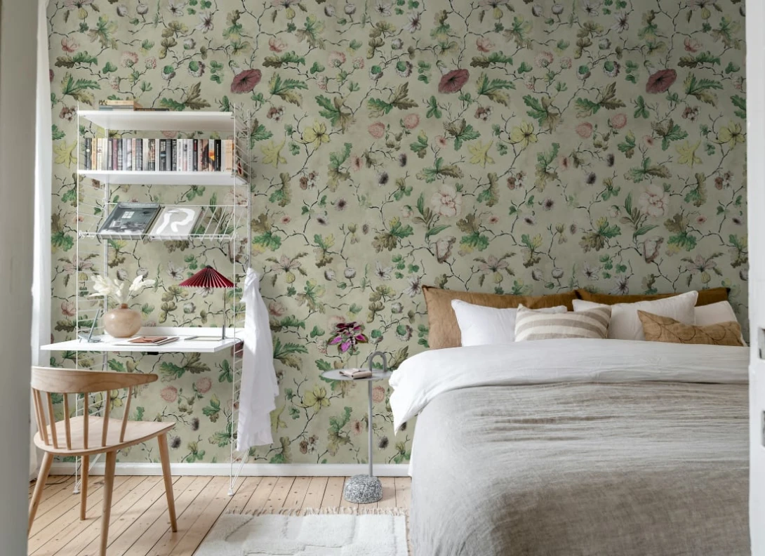 Rebel Walls R21427 Pops Verdant Bloom Beige - mural w roślinny motyw vintage