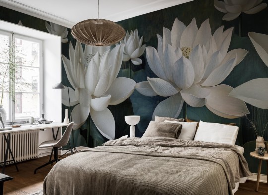 Rebel Walls R21516 Pops White Lotus Day - mural w kwiat lotosu