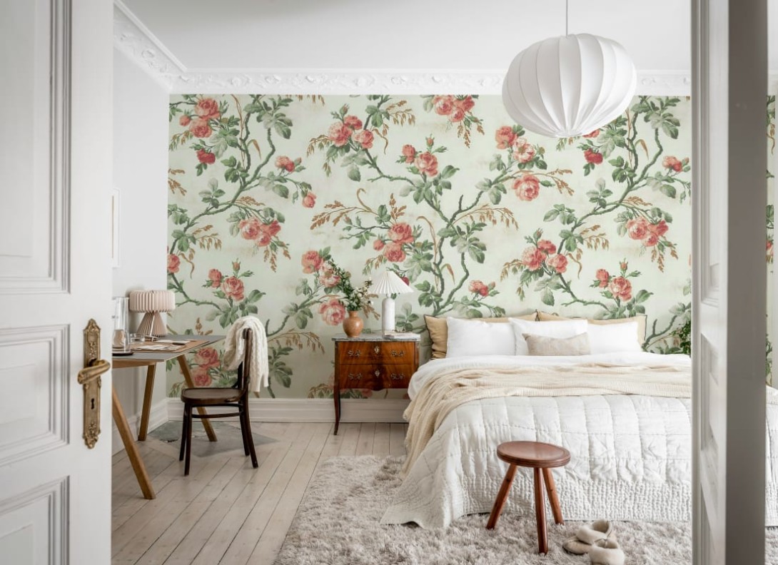 Rebel Walls R21171 Pops Rose Garland Pink - mural w róże