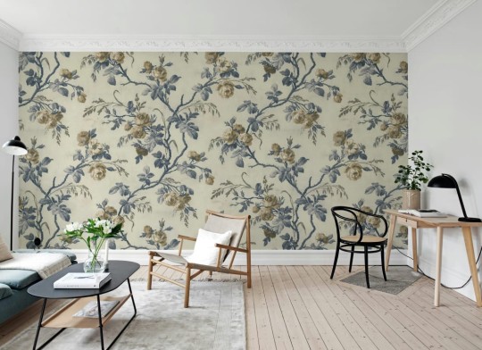 Rebel Walls R21173 Pops Rose Garland Blue - mural w róże