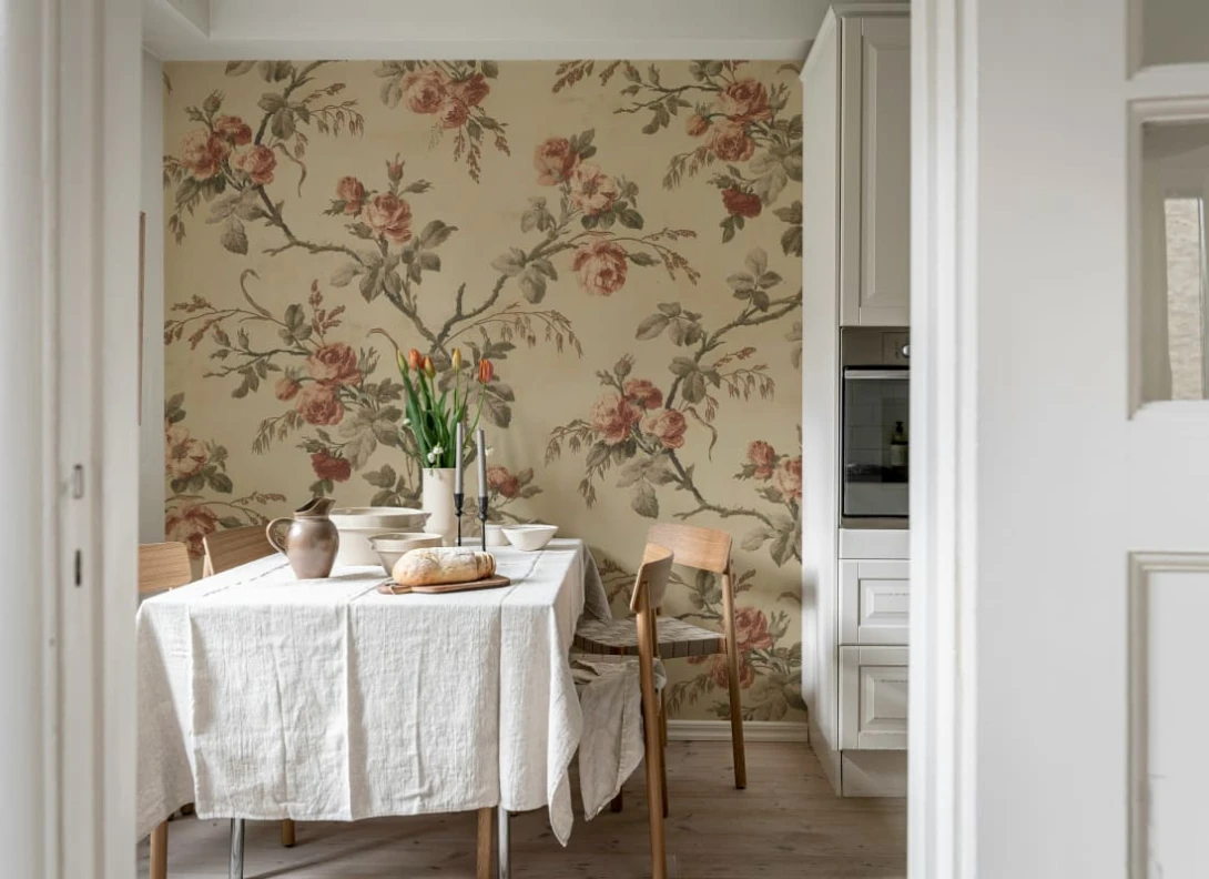 Rebel Walls R21174 Pops Rose Garland Red - mural w róże