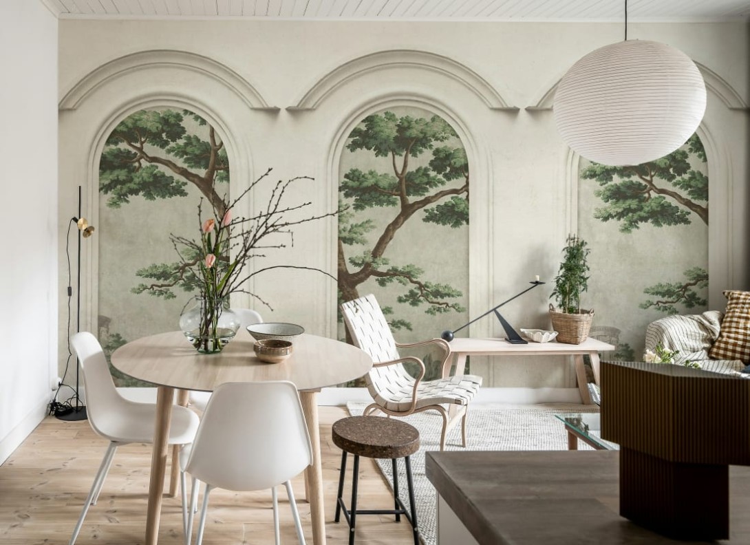 Rebel Walls R21360 Pops Woodland Arches Green - mural w łuki i drzewa