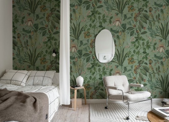 Rebel Walls R21356 Pops Tropical Harmony Turquoise - mural w egzotyczne rośliny