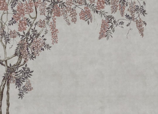 Rebel Walls R21379 Pops Wisteria Garden Gray - mural w pnącza glicynii