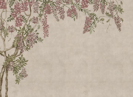 Rebel Walls R21381 Pops Wisteria Garden Beige - mural w pnącza glicynii