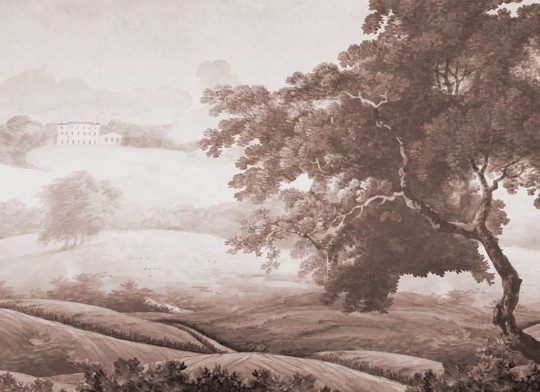 Rebel Walls R18947 Pops Vintage Tree Rust - mural w pejzaż wzgórz i drzewa