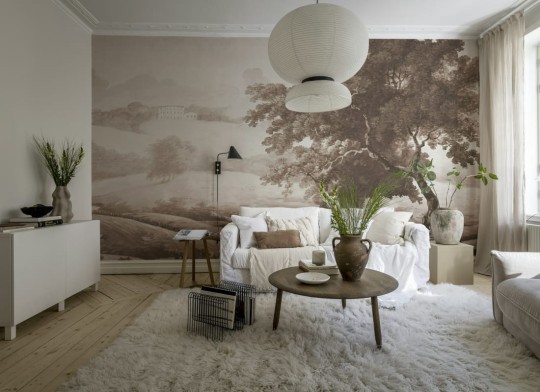 Rebel Walls R18947 Pops Vintage Tree Rust - mural w pejzaż wzgórz i drzewa