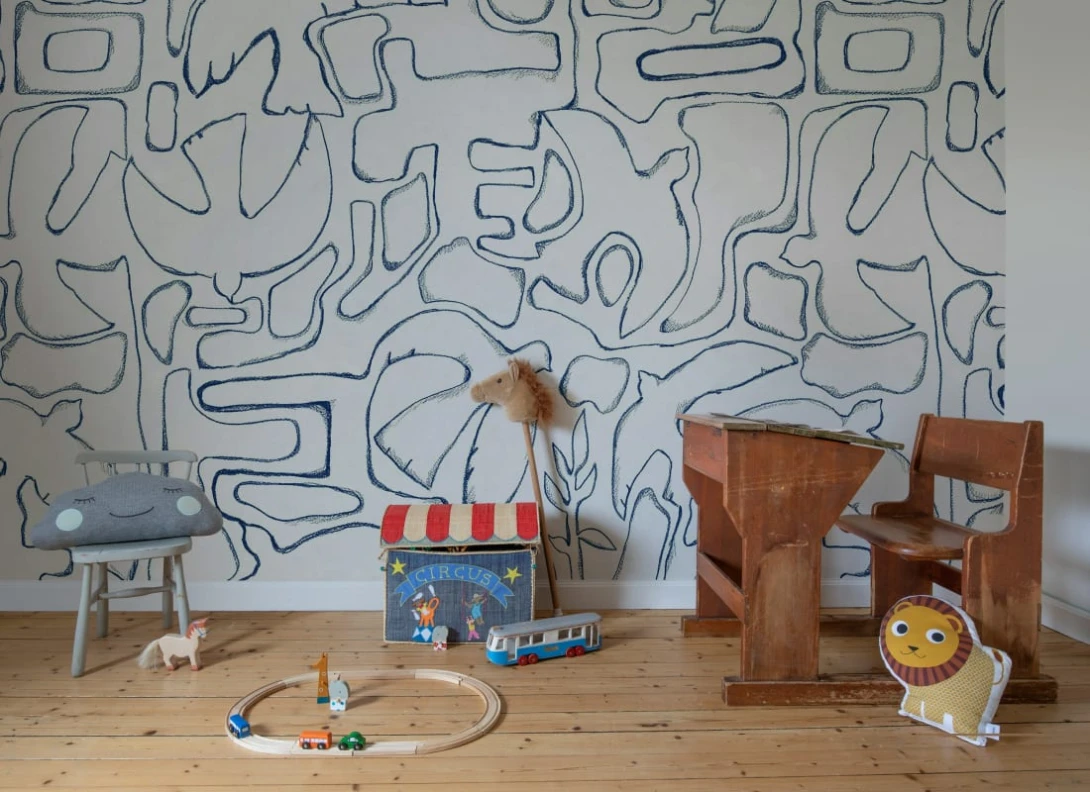 Rebel Walls R21184 Pops Peaceful Blue - mural w abstrakcyjne linie