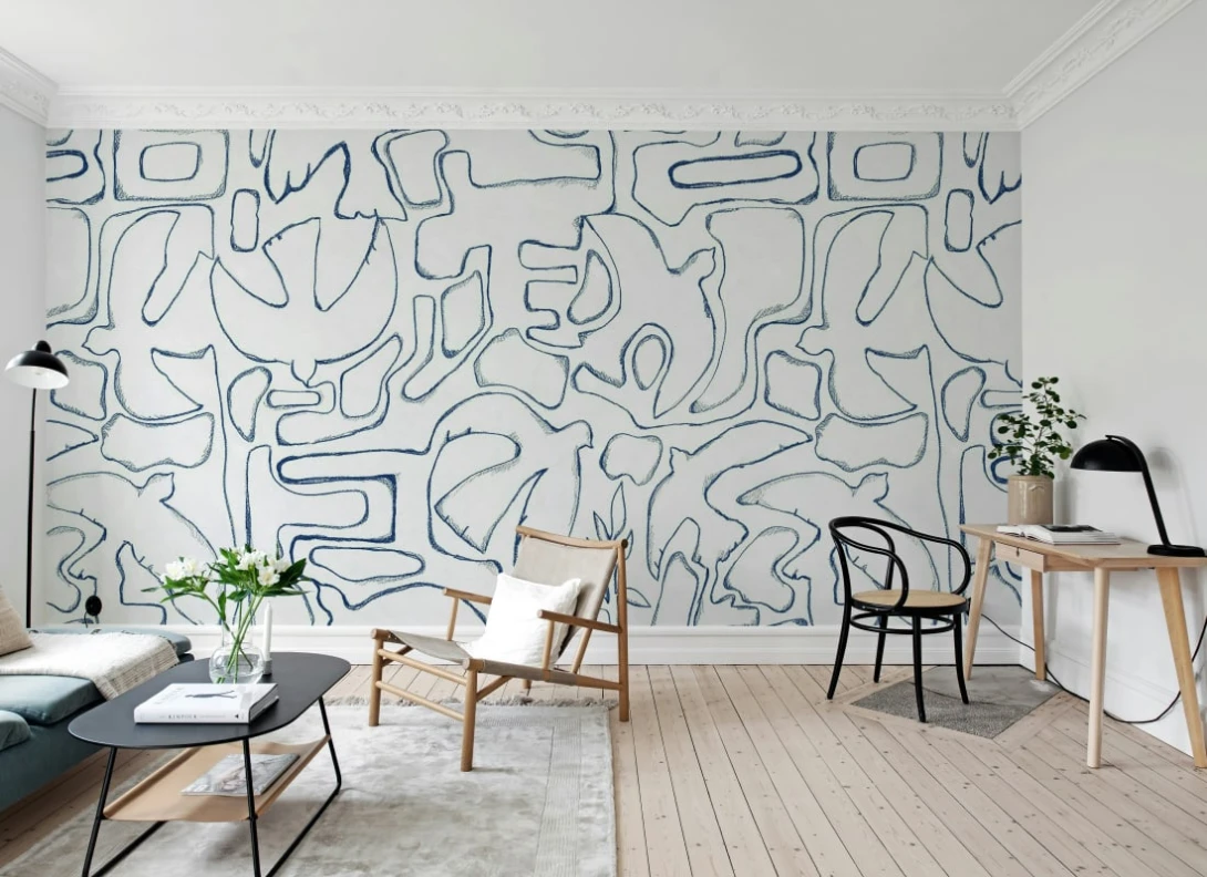 Rebel Walls R21184 Pops Peaceful Blue - mural w abstrakcyjne linie