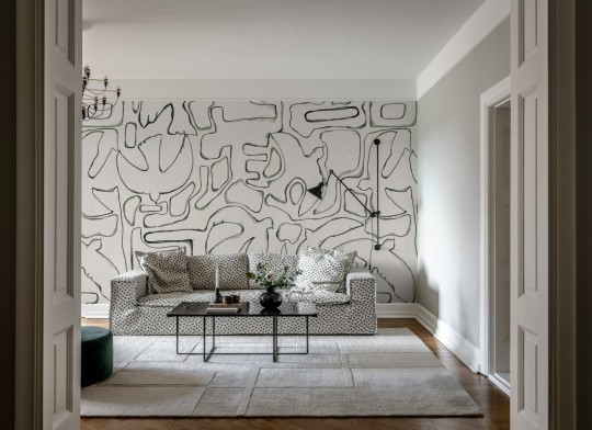 Rebel Walls R21183 Pops Peaceful Black & White - mural w abstrakcyjne linie