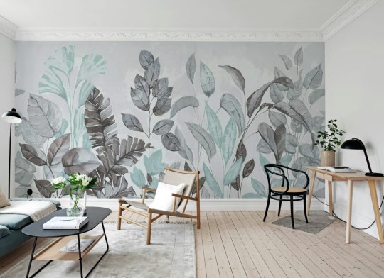 Rebel Walls R18927 Pops Happy Plants Blue - mural w duże liście