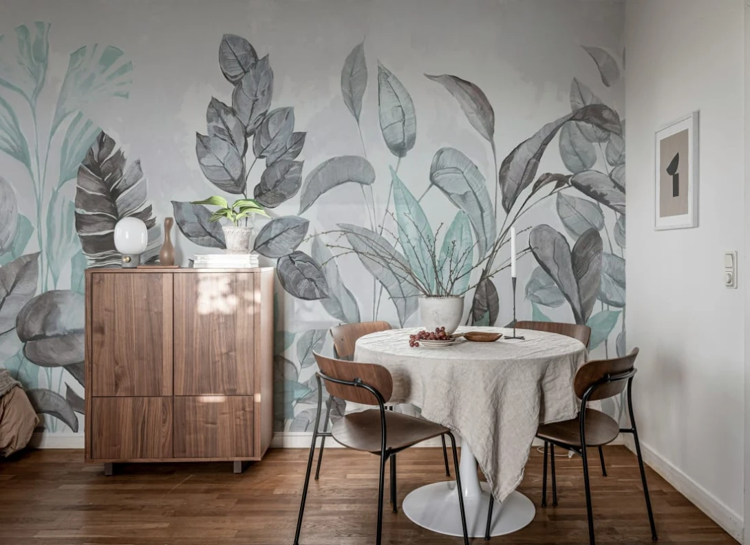 Rebel Walls R18927 Pops Happy Plants Blue - mural w duże liście