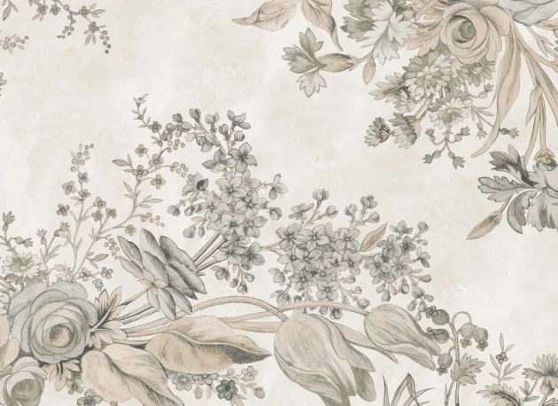 Rebel Walls R20687 Pops Bold Floral Beige - mural w roślinny motyw w stylu vintage