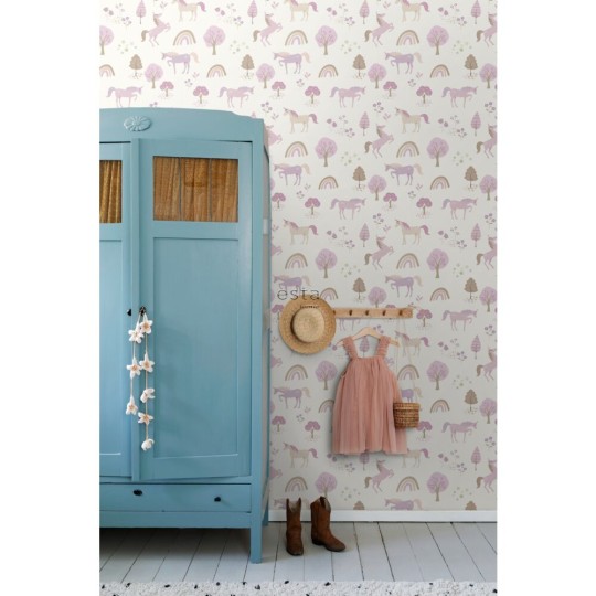 Esta 139504 To the moon and back Unicorns lilac purple - tapeta dziecięca w jednorożce