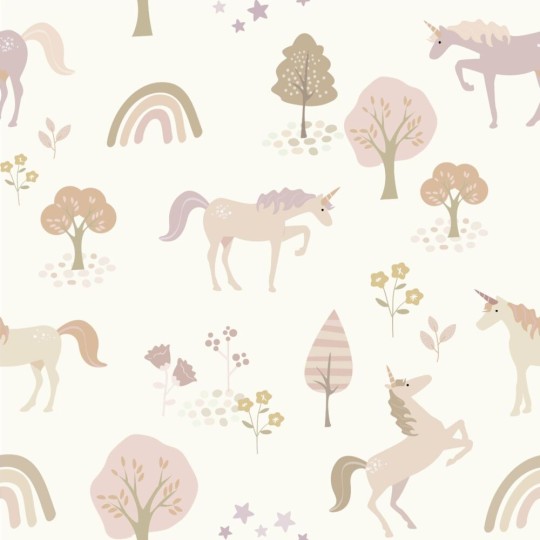 Esta 139503 To the moon and back Unicorns beige and soft pink - tapeta dziecięca w jednorożce