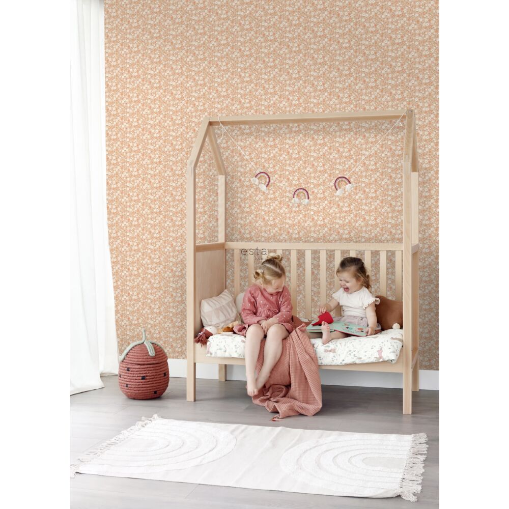 Esta 139580 To the moon and back Flowers light terracotta - tapeta w drobne kwiaty