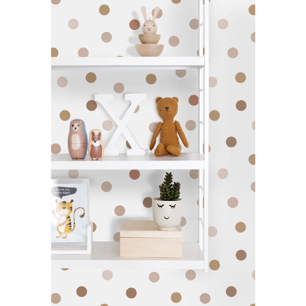 Esta 139349 To the moon and back Dots terracotta and white - tapeta w kropki