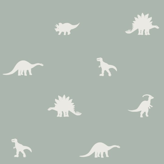 Esta 139284 To the moon and back Dinosaurs grayed mint green - tapeta dla dzieci w dinozaury