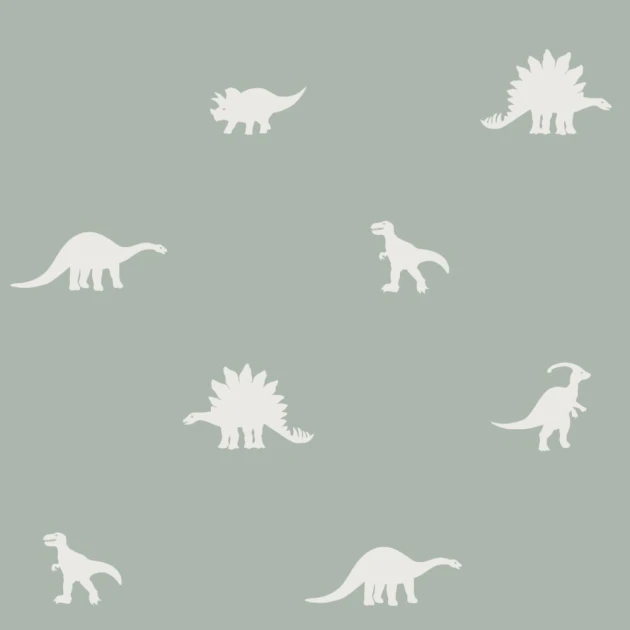 Esta 139284 To the moon and back Dinosaurs grayed mint green - tapeta dla dzieci w dinozaury