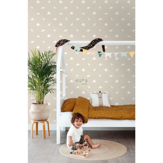 Esta 139508 To the moon and back Dinosaurs beige - tapeta dla dzieci w dinozaury