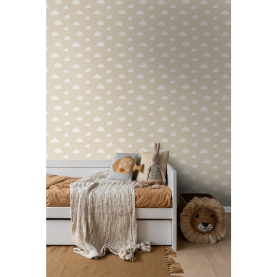 Esta 139559 To the moon and back Little clouds beige - tapeta dla dzieci w chmury