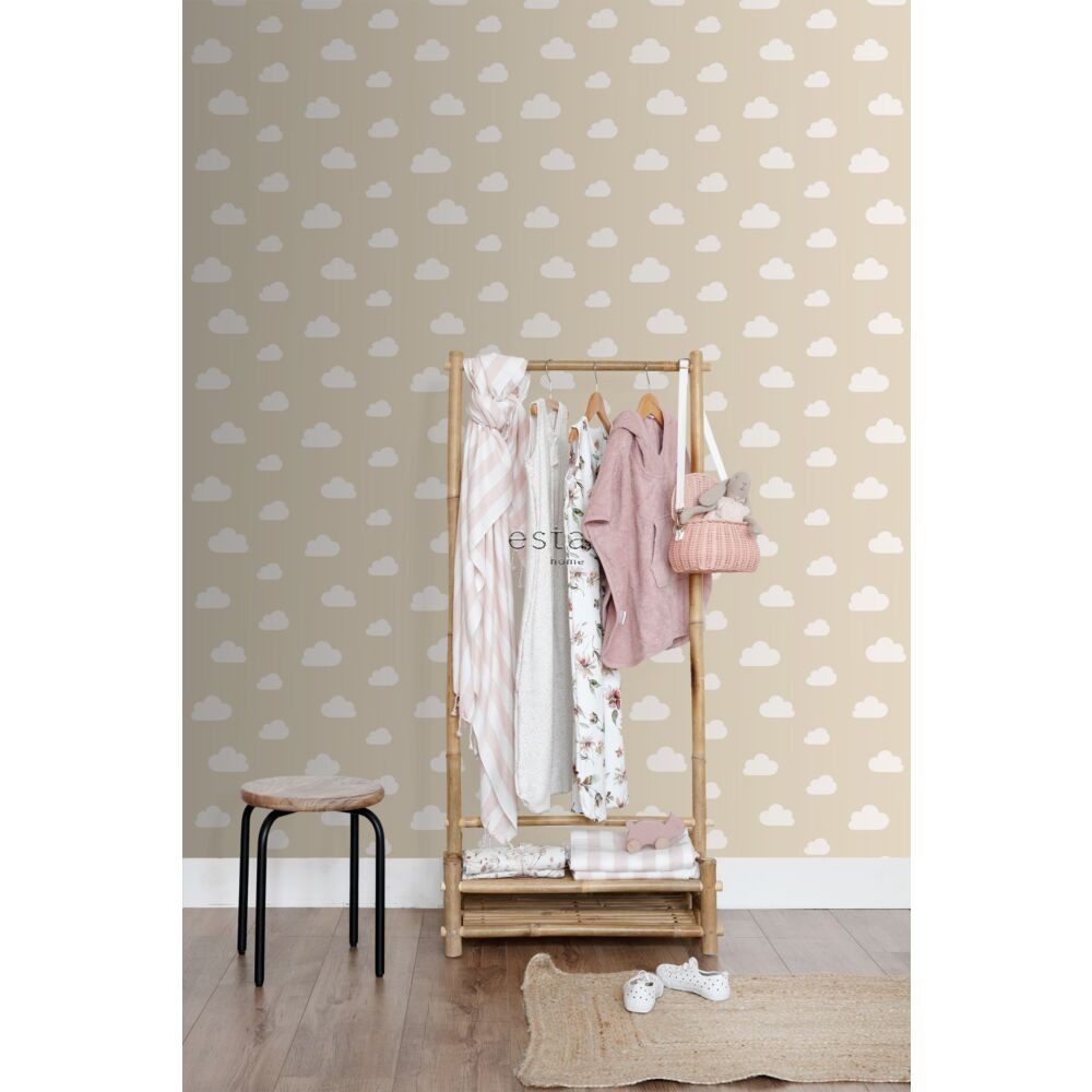 Esta 139559 To the moon and back Little clouds beige - tapeta dla dzieci w chmury
