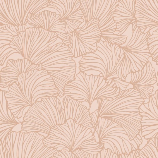 Esta 139489 To the moon and back Pen drawn leaves terracotta pink - tapeta w minimalistyczne liście