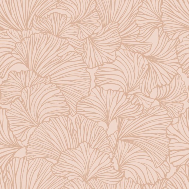 Esta 139489 To the moon and back Pen drawn leaves terracotta pink - tapeta w minimalistyczne liście