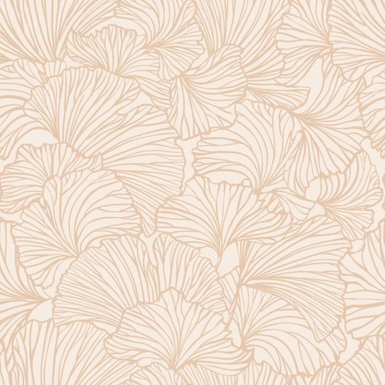 Esta 139488 To the moon and back Pen drawn leaves sand beige and light terracotta - tapeta w minimalistyczne liście