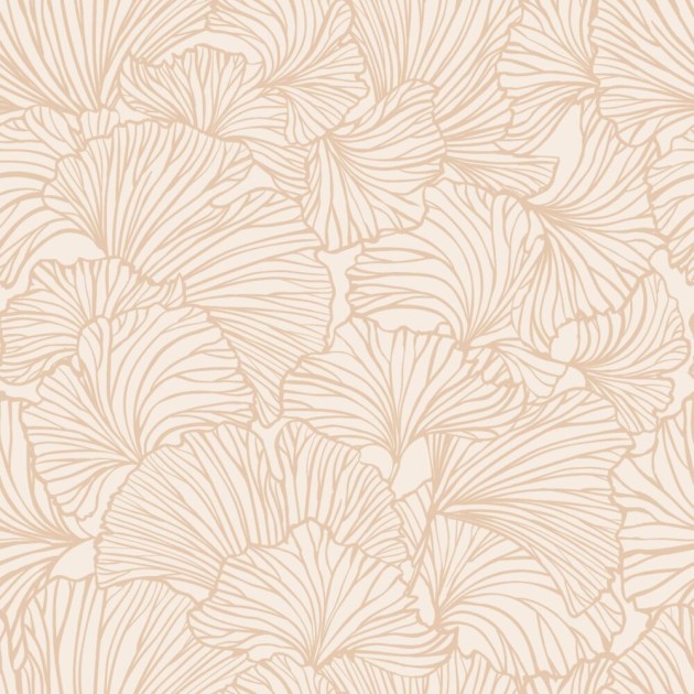 Esta 139488 To the moon and back Pen drawn leaves sand beige and light terracotta - tapeta w minimalistyczne liście