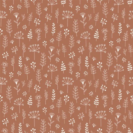 Esta 139325 To the moon and back Floral pattern terracotta and white - tapeta w minimalistyczny wzór roślinny