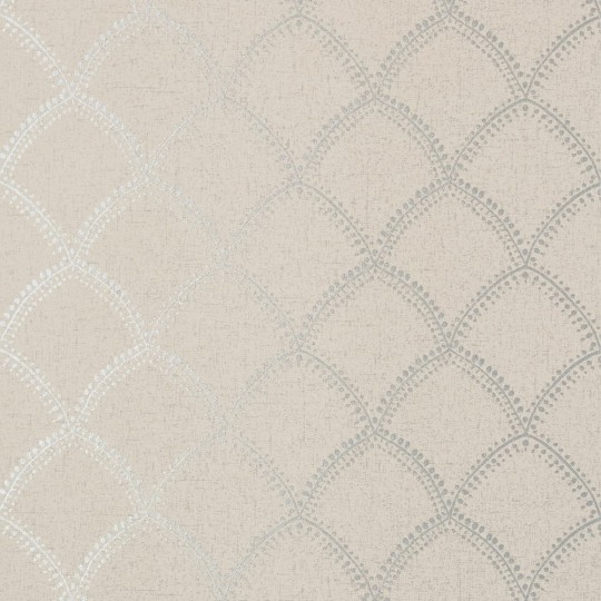 Anna French AT7909 Watermark Burmese Metallic on Taupe - tapeta w geometryczne muszle