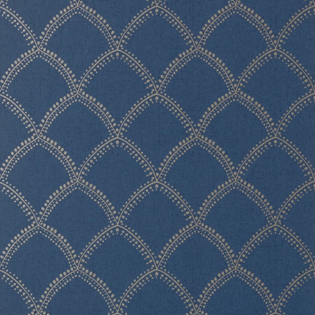 Anna French AT7911 Watermark Burmese Metallic on Navy - tapeta w geometryczne muszle
