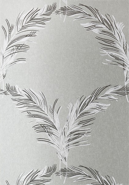 Anna French AT7926 Watermark Plumes Metallic Silver - tapeta w pióra