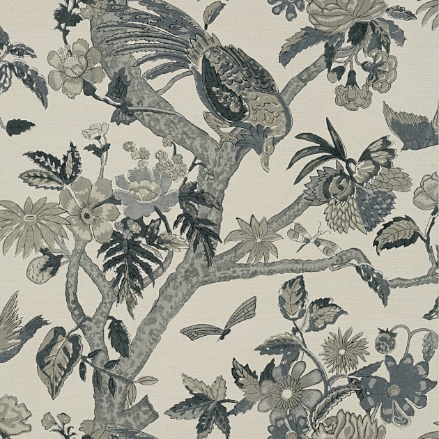 Thibaut T10227 Colony Coromandel Grey - tapeta w drzewo życia i ptaki