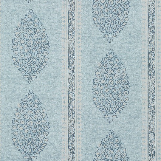 Thibaut T10235 Colony Chappana Slate Blue - tapeta w paski i roślinne ornamenty