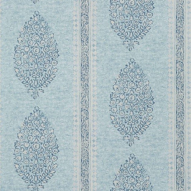 Thibaut T10235 Colony Chappana Slate Blue - tapeta w paski i roślinne ornamenty