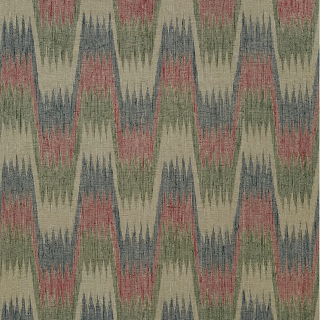 Thibaut T10242 Colony Stockholm Chevron Navy and Red - tapeta w abstrakcyjną jodełkę z lnianej siatki